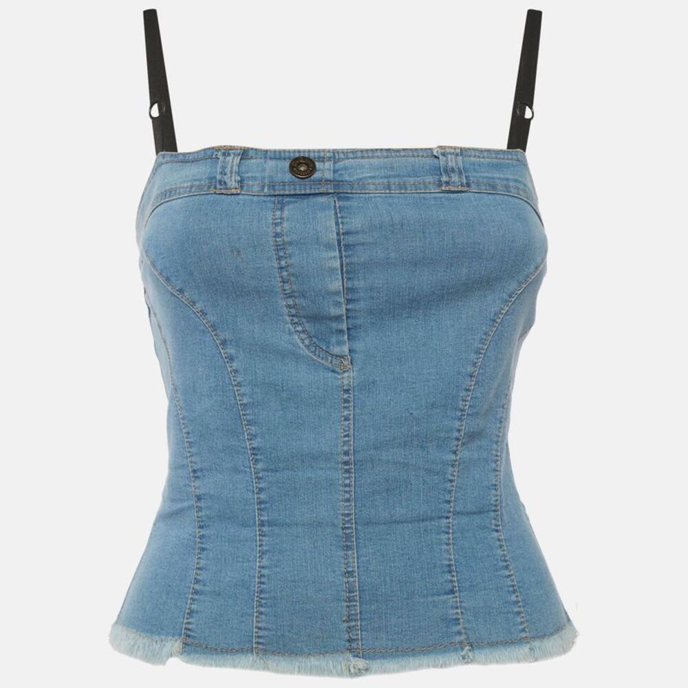 D&g Blue Denim Back Open Tube Top Xs